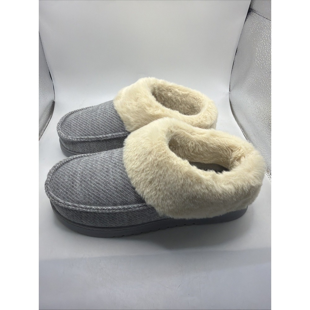 Dearfoams Women's Memory Foam Clog Slipper Light Heather Grey Size US L 9-10